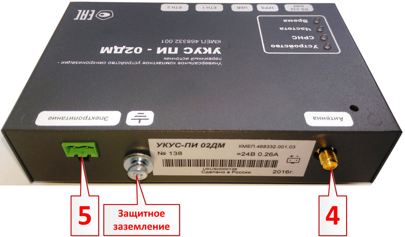 Задняя панель NTP-сервера УКУС-ПИ 02ДМ 